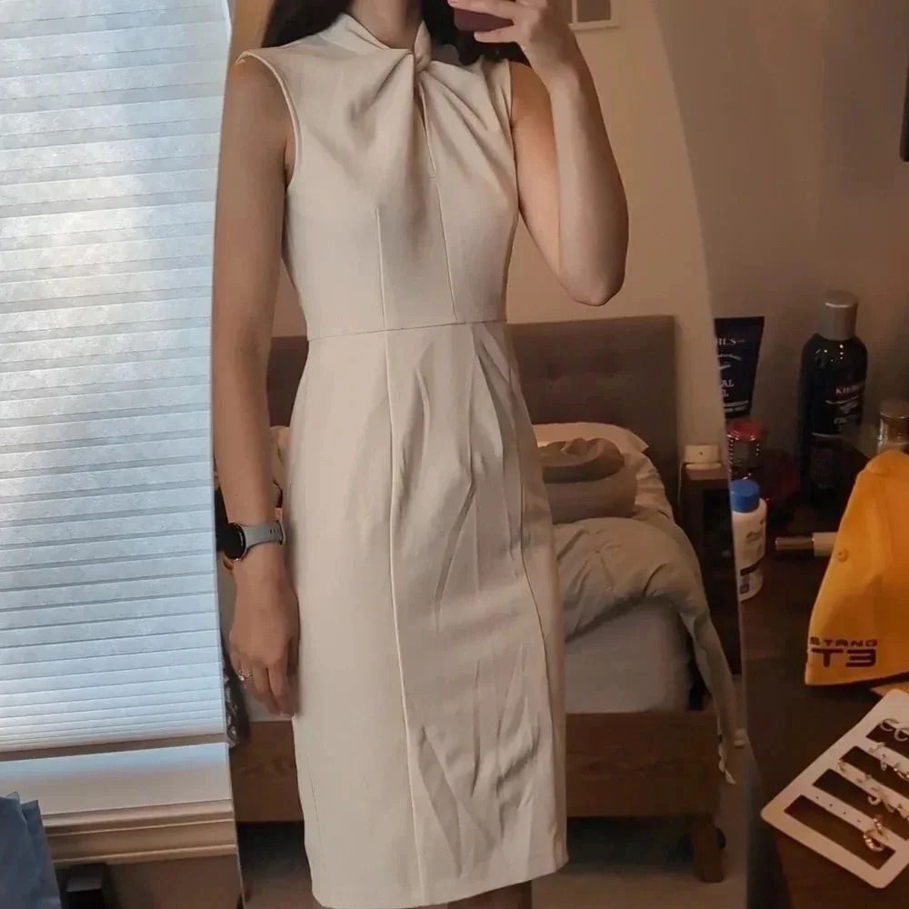 Donna Morgan white cream tie knot dress, size 2